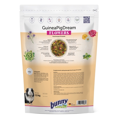 Bunny Nature Voeding voor cavia's Caviadroom Special Edition Flowers met 63 planten en bloemen - 3-vezelmix & vitamine C - 1,5 kg