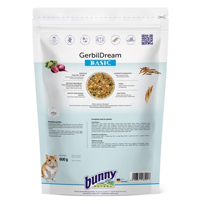Bunny Nature Gerbilvoer Gerbildroom Basic Complete Long-Life receptuur met gierst en zaden - 600 g
