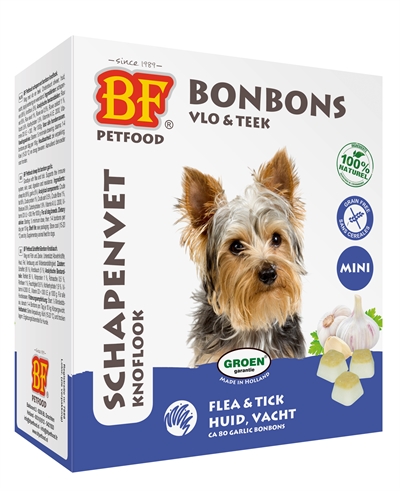 BF PETFOOD Schapenvet Mini Bonbons Knoflook | Vlo- & teekafwerend - 80 st