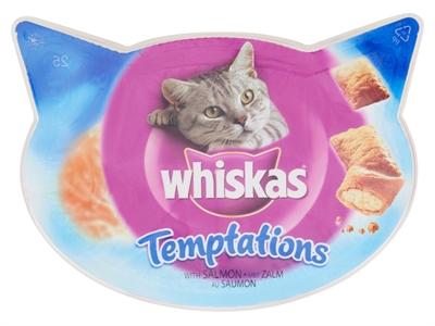 WHISKAS Snacks Temptations Zalm 8x60 GR – Heerlijke katensnack