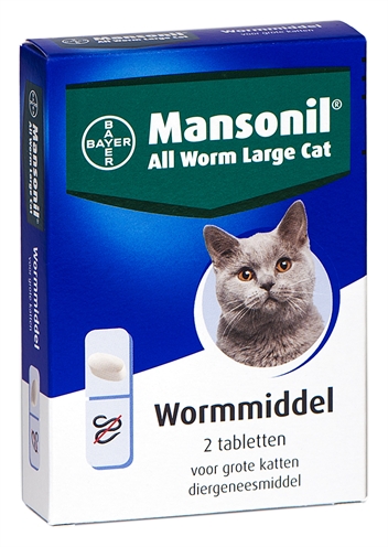 MANSONIL Grote Kat All Worm Tabletten 2 ST – Ontwormen voor Katten