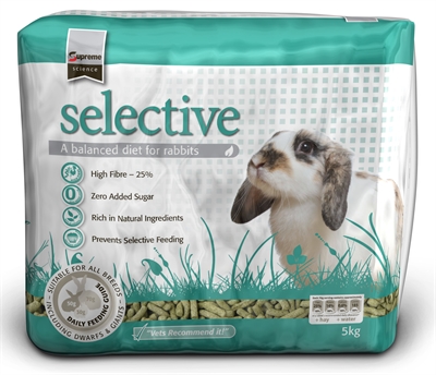 SUPREME Konijnenvoer SCIENCE SELECTIVE RABBIT – voorkomt selectief eten | 25% vezels & lijnzaad - 5 kg