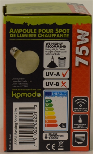 KOMODO Warmtelamp ES Gerichte IRA-warmte 90% - 75 Watt | Gemiddelde UVA | E27-fitting