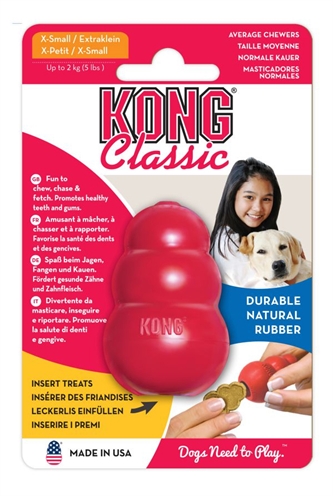 KONG hondenknuffel KONG CLASSIC ROOD XS 3,5×3,5×5,5 cm – Kauwspeeltje