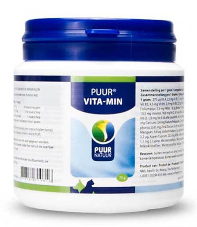 PUUR NATUUR Vitaminen en Mineralen Supplement 75 gr – Honden en Katten